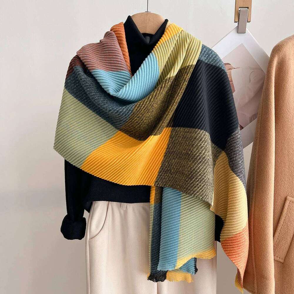 Women Winter Cashmere Scarf 2025 Stripe Pashmina Luxury Brand Shawls and Wraps Bufanda Hijab Travel Stoles Echarpe Warm Blanket Z260226