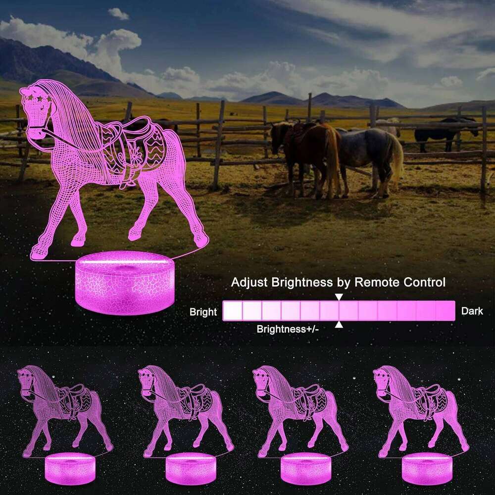 NEW Animal 3D Night Lamp Children Bedroom Decor Desk Setup Zodiac Horse Bedside Light for Christmas Birthday Gift Z260227