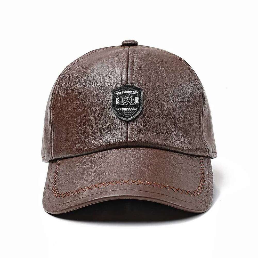 2024 New Style Hat Winter Warm Outdoor Protect Ear Adjustable Baseball Men Real Cowhide Leather Cap Z260226