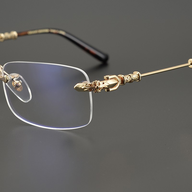 Luxury Brand Designer Sunglasses Blue Light Blocking Reading Glasses, Frameless, Metal Frame, Square, For Men, Can Be Fitted With Prescription Lenses,