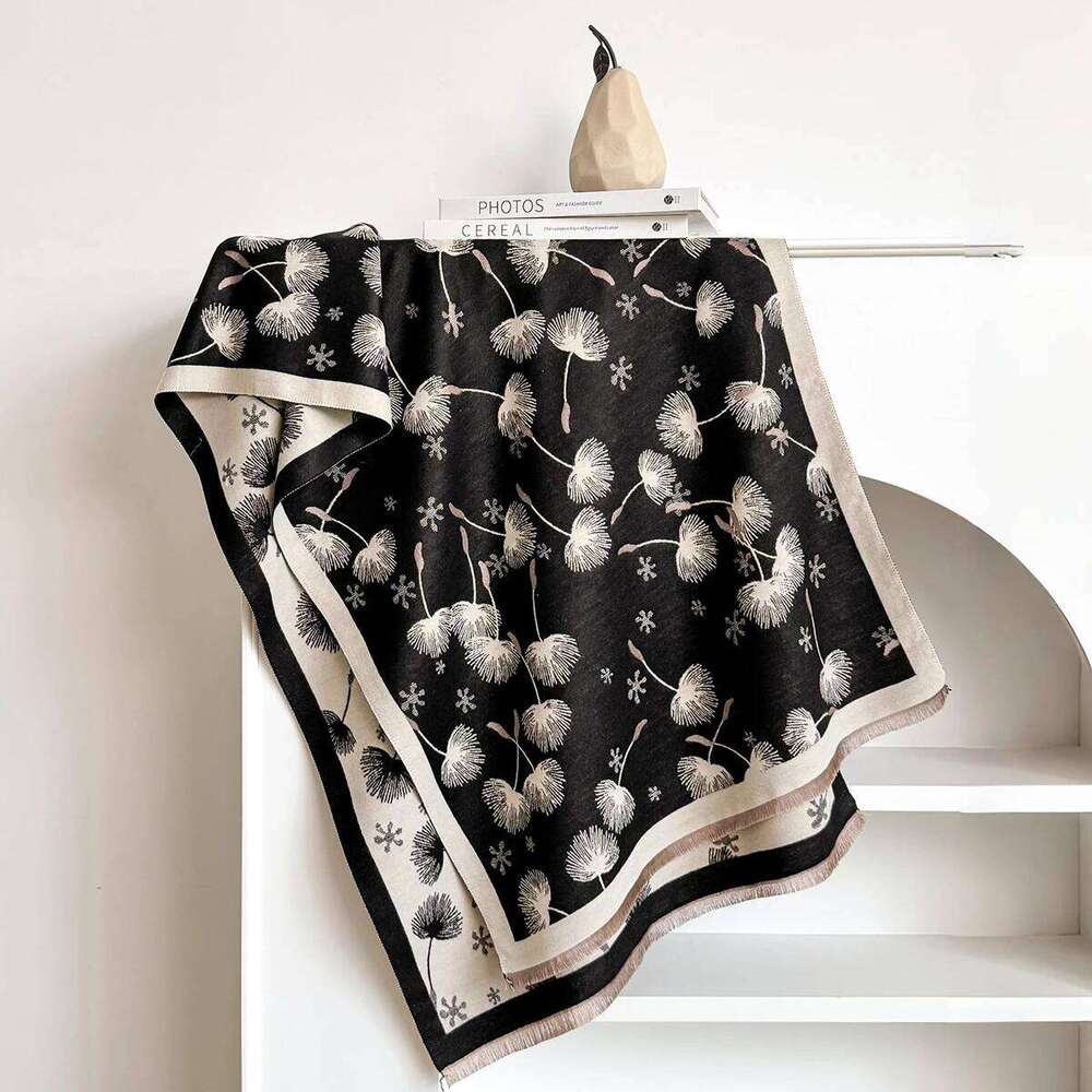 2025 Winter Warm Cashmere Feather Scarf for Women Luxury Jacquard Pashmina Shawl Wrap Neckerchief Female Design Echarpe Bufanda Z260226