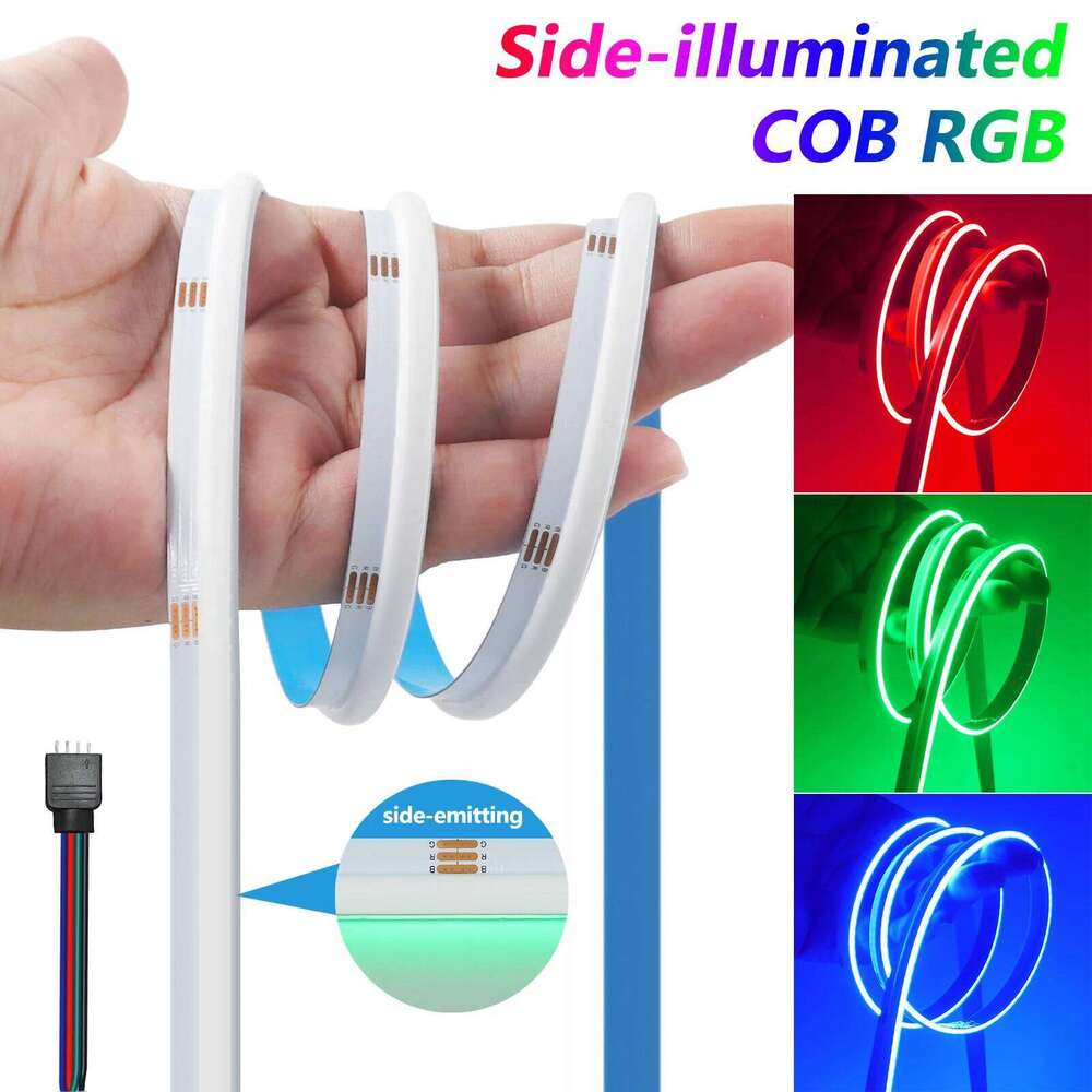 Side-illuminated RGB COB Strip DC 24V 840 LEDs/M High Bright IP20 Dotless Flexible Ribbon Diode Led Light For Home Decor Z260226