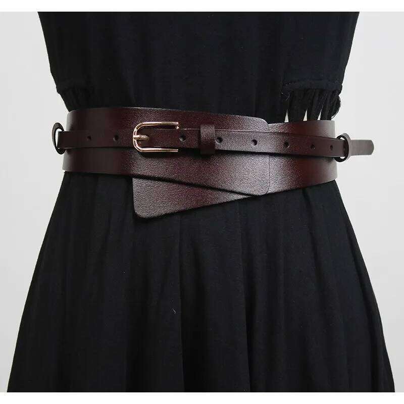 Women Head Layer Cowhide Suit Coat Wide Waistband ins Style Fashion European American Genuine Leather Waist Seal for Woman Z260227