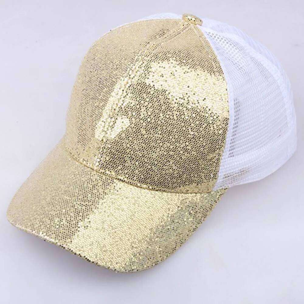 Spring Summer Women Girl Ponytail Baseball Cap Sequins Shiny Fashion Casual Adjustable Outdoor Sports Hat Sun Caps Z260226