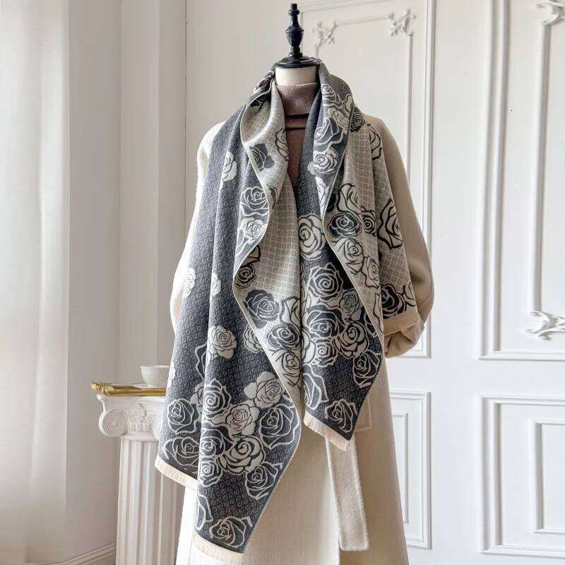 New Winter Cashmere Scarf for Women Rose Shawl Wrap Female Pashmina Luxury Brand Poncho Thick Blanket Warm Bufanda Echarpe Femme Z260226