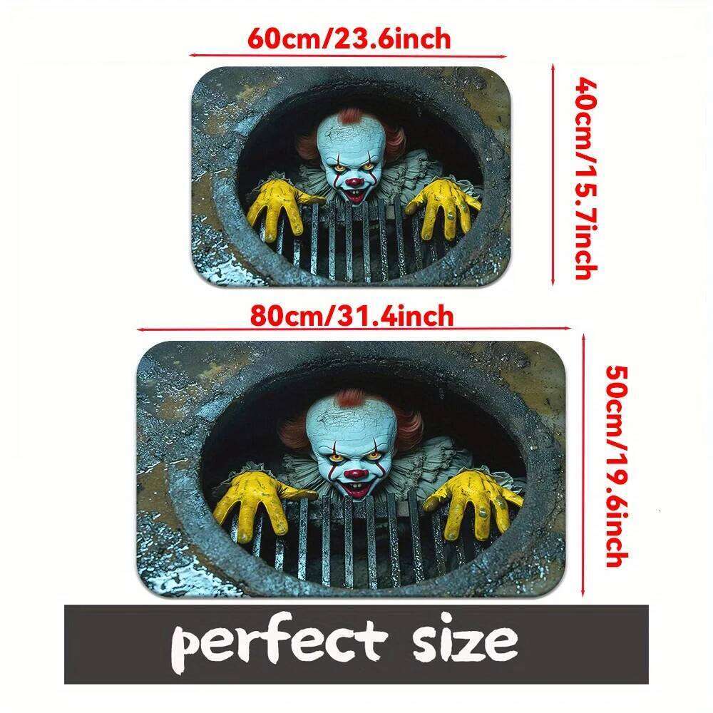 VIKAMA Horror 3d Stereo Clown Carpet Non-Slip Bathroom Entrance Dirt-Resistant Door Mat Halloween Decorations H260226