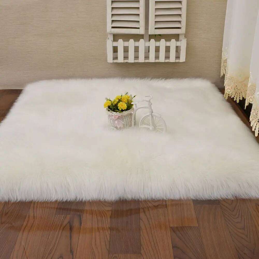 Soft Long Hair Carpet Fluffy Decorative Carpets Hairy Fur Rugs Square Imitation Wool Pad Bedroom H260226