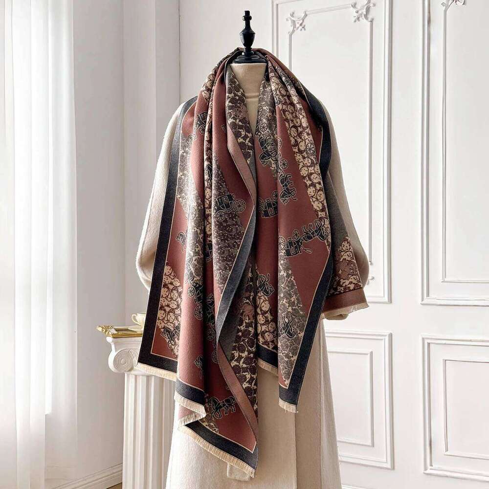Luxury Winter Warm Cashmere Scarf for Women Jacquard Pashmina Shawl Wrap Neckerchief Coldproof Female Bufanda Echarpe Z260226