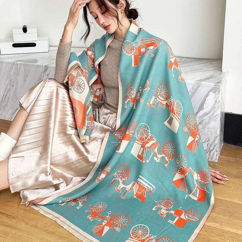 Women Warm Pashmina Blanket Luxury Winter Cashmere Blend Scarf Horse Scarves Thick Foulard Bufanda Female Shawl Vintage Wraps Z260226