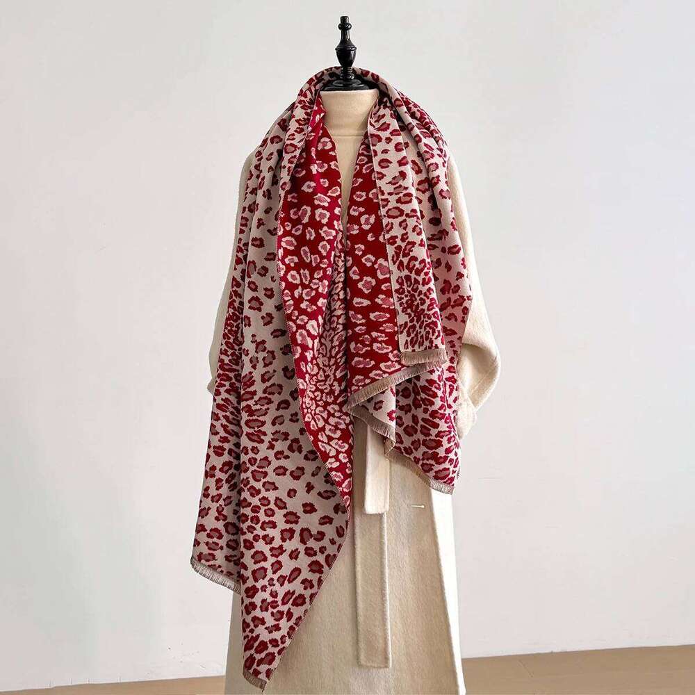 New Luxury Winter Leopard Two-Sided Cashmere Jacquard Scarves High Quality Women Thicken Wrap Shawl Ladies Wool Pashmina Scarf Z260226