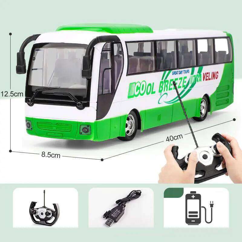 2.4G Remote Control Car Double-decker Stretch Electric Bus 3km/h With LED Sound RC Electronic Vehicle Toy Kids Boy Gift H260227