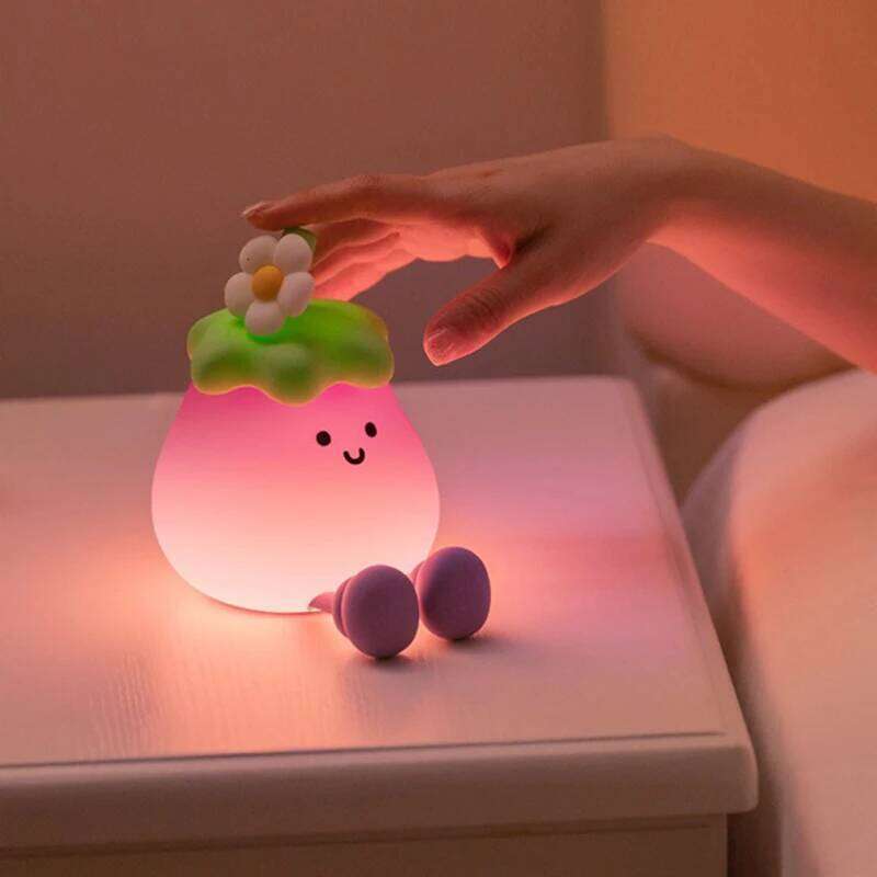 LED Cute Light Dimmable Nursery Eggplant Lamps Super Squishy Silicone USB Rechargeable Touch Control Night Lamp Z260227