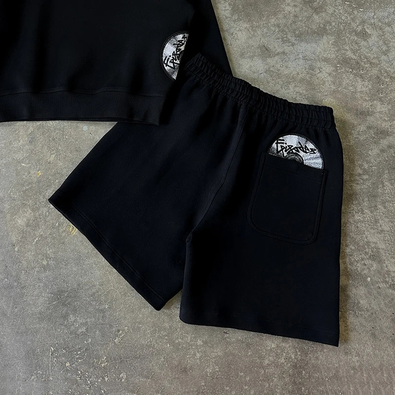 Spring Personalized CD Embroidery Pattern Shorts Casual Comfortable Versatile Retro Street Trendy Sweatpants 260227