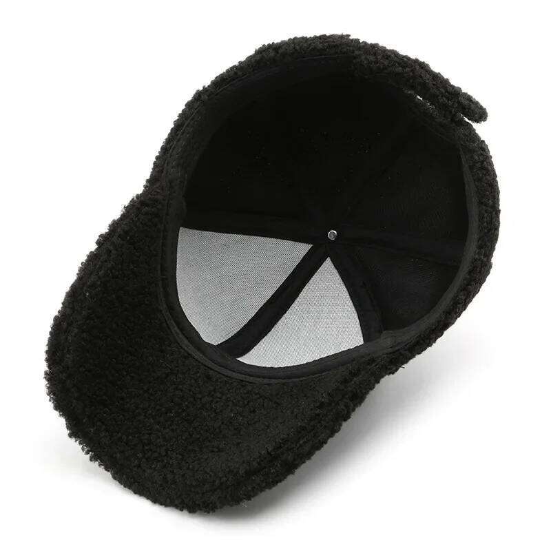 Winter Green Lambswool Baseball Caps For Men Brand Warm Women Hat Travel Windproof Face Cap Gold Letter Fashion Hats Gorras Z260226