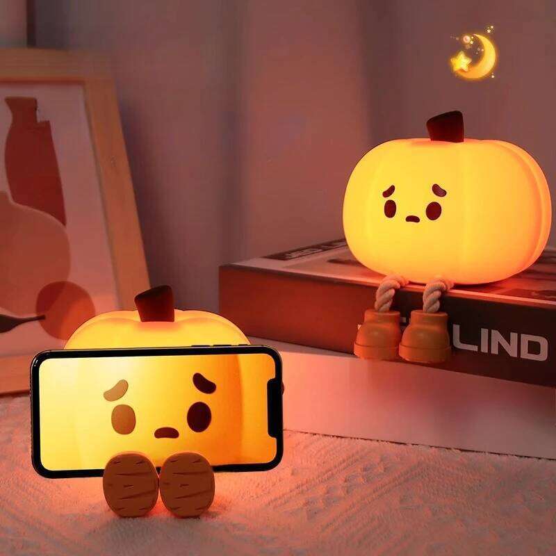 Pumpkin Silicone Night Light, Eye-protecting Little Table Lamp, Halloween Gift for Children and Girls Z260227