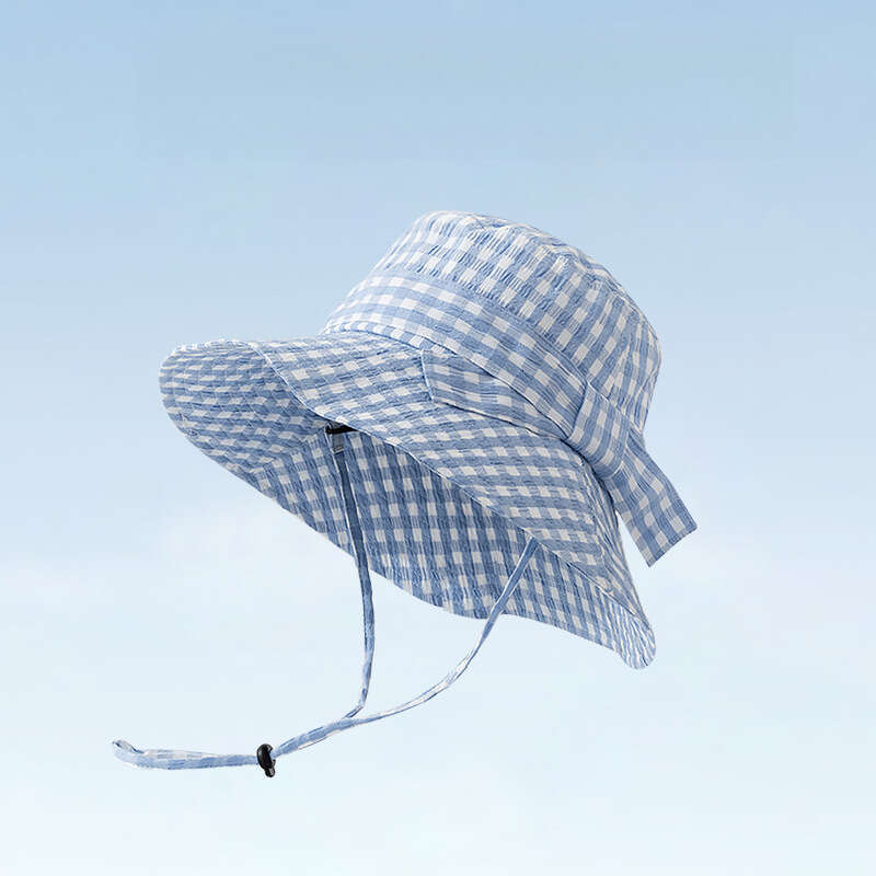 Lightweight checkered sun hat Adjustable lower jaw strap Fashion accessories Suitable for summer trips and pool parties