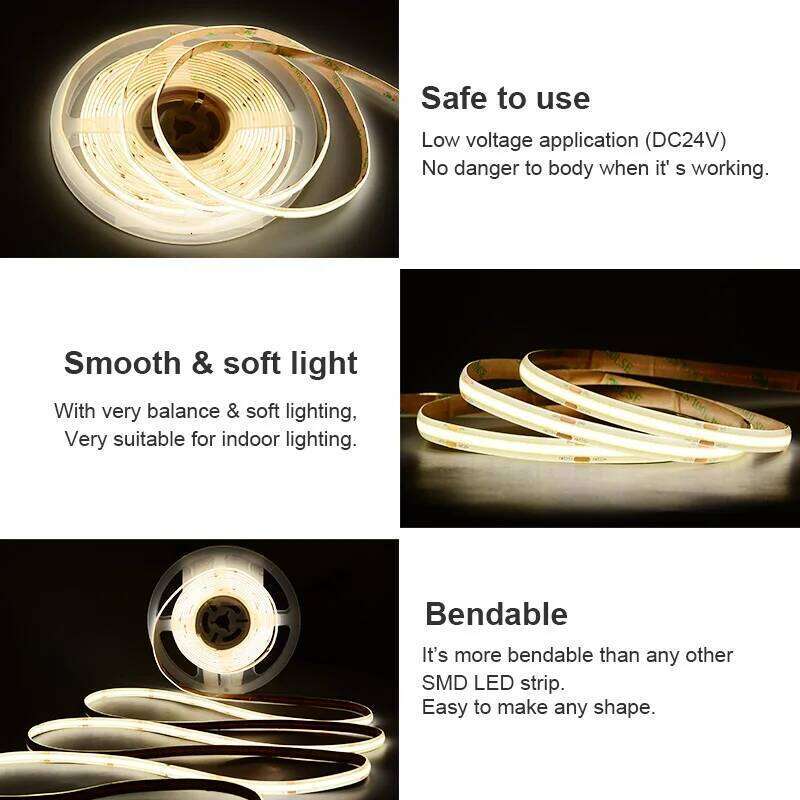 IP65 Waterproof COB Strip Light 480LEDs/m Flexible LED Ribbon Tape 3000K-6500K DC24V Linear Dimmable Home Decor Lighting Z260226