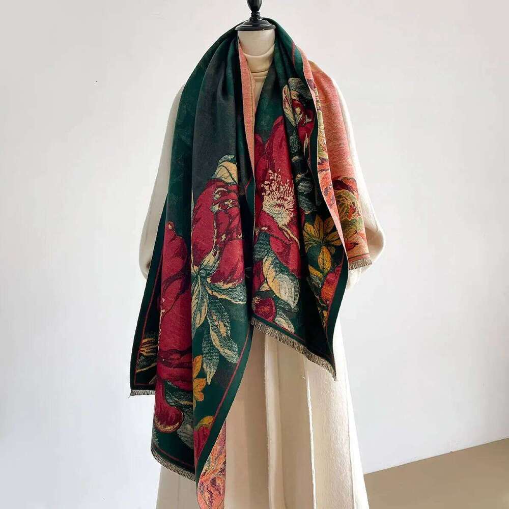 2025 New Ladies Autumn Winter Double Sided Jacquard Scarf Shawl With High End Flower Design Premium Imitation Cashmere Z260226