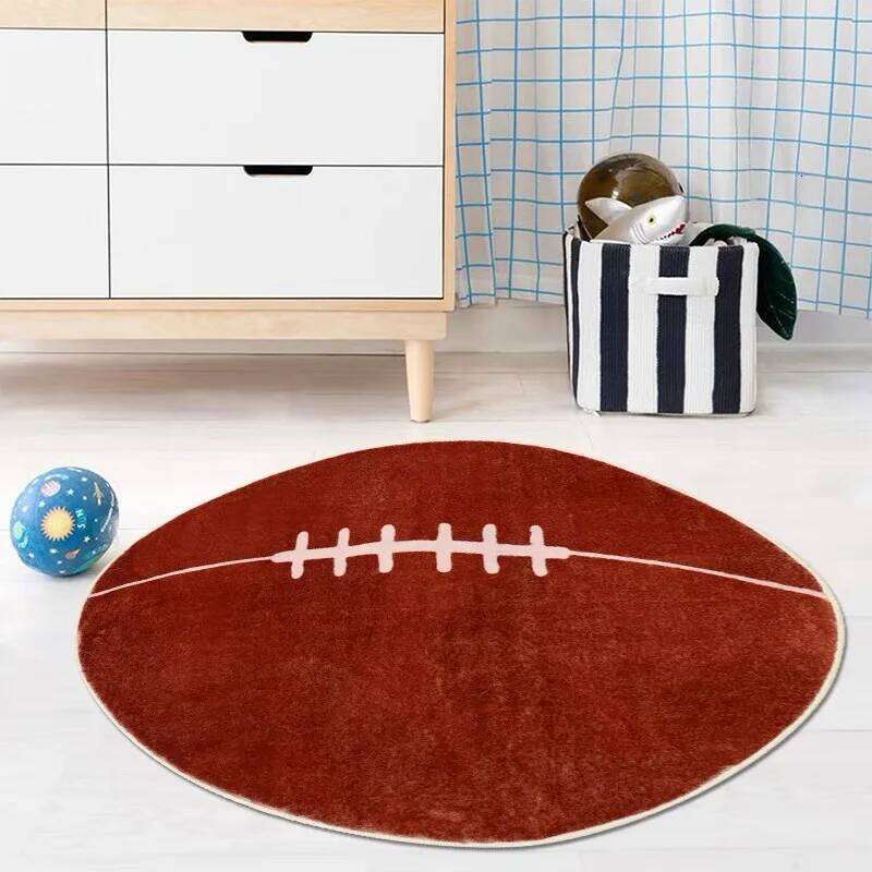 VIKAMA Children's Crawling Mat Imitation Cashmere Round Football Home Non-slip Bedroom Living Room Bathroom Carpet H260227 - view 6