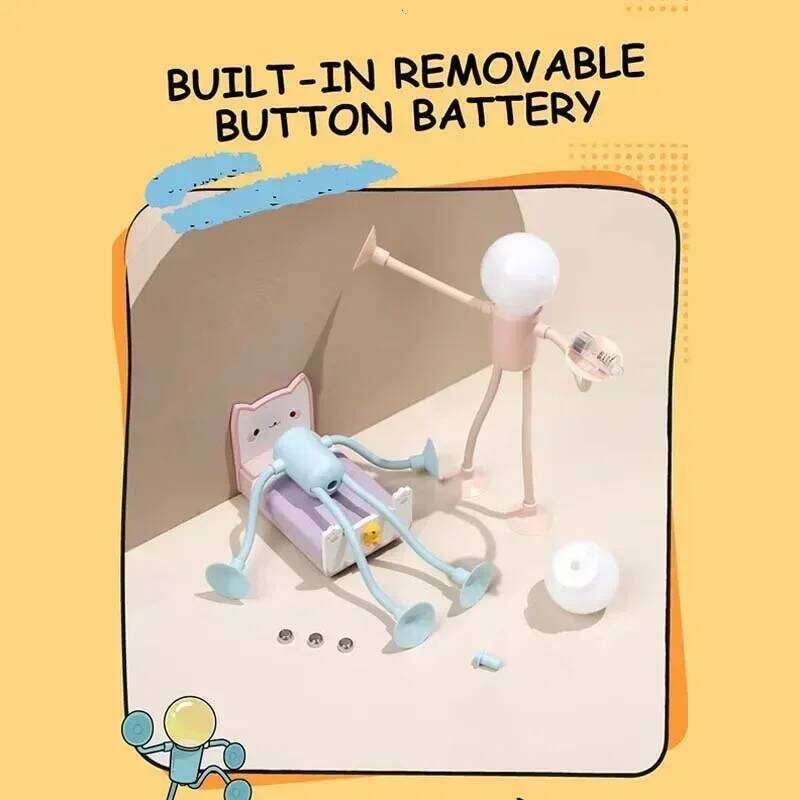 Creative Bedroom Table Lamp Cute and Funny Night Wistable Vacuum Adsorption Mini Light Gift for Girls Stress-Relieving Toy Z260227