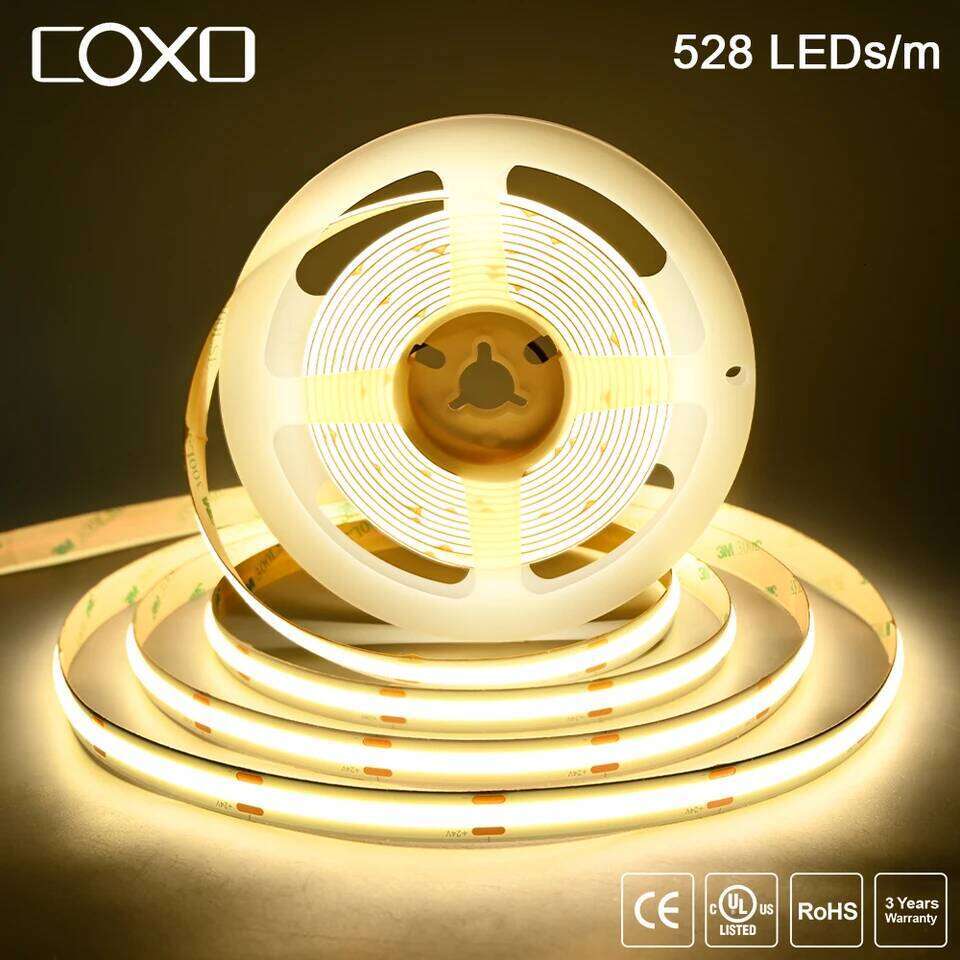 Dimmable COB Strip Light 528LEDs/m 16.4ft Flexible RA90 LED Tape 3000K 4000K 6500K Led Lighting 12V 24V For Room Decoration Z260226