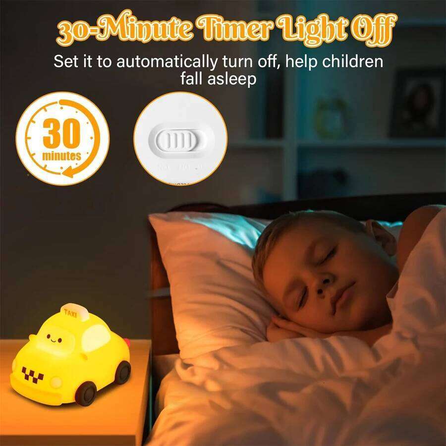 Cartoon Car Led Night Light Bedroom Bedside Table Lamp Kids Birthday Christmas Gifts Rechargeable Dimmable Silicone Boy Toys Z260227