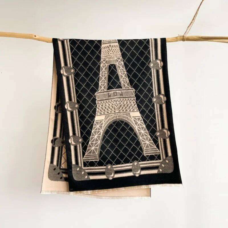 Luxury Eiffel Towe Warm Poncho Cashmere Scarf Women Winter Shawl Wraps Female Thick Pashmina Blanket Bufanda Travel Echarpe Z260226