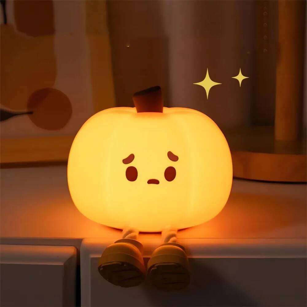 Silicone Halloween Night USB Charging Adjustable Brightness LED Pumpkin Timing Soft Desktop Light Kids Z260227