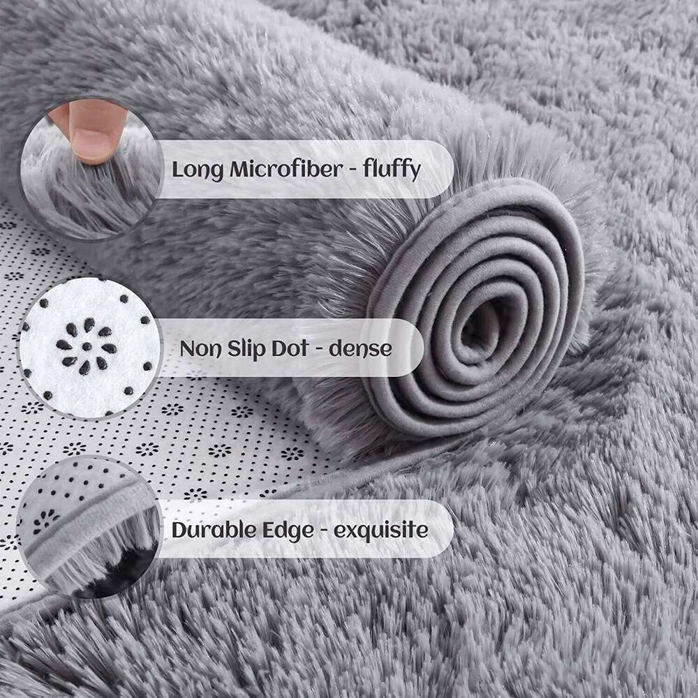 Area Rugs Bedroom Fluffy Non-slip Tie-Dyed Fuzzy Shag Plush Soft Shaggy Bedside Rug Living Room Carpet H260227 - view 5