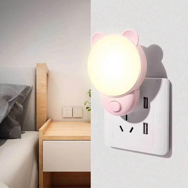 Night bedroom sleep children's soft light eye protection lamp, sleeping light, plug-in energy-saving bedside lamp Z260227