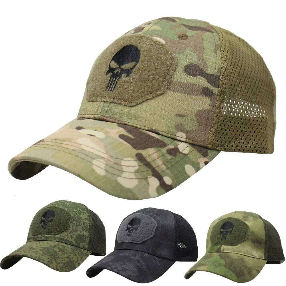 Camouflage Baseball Cap Mesh Breathable Special Forces Tactical Camo Skull Duck Visor Hat Z260226