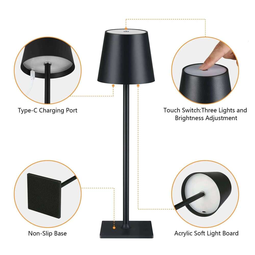 LED Desk Usb Rechargeable Table Lamp Bar Restaurant Ambiance Wireless Touch Lamps Waterproof Led Lights Bedroom Decor Light Z260227