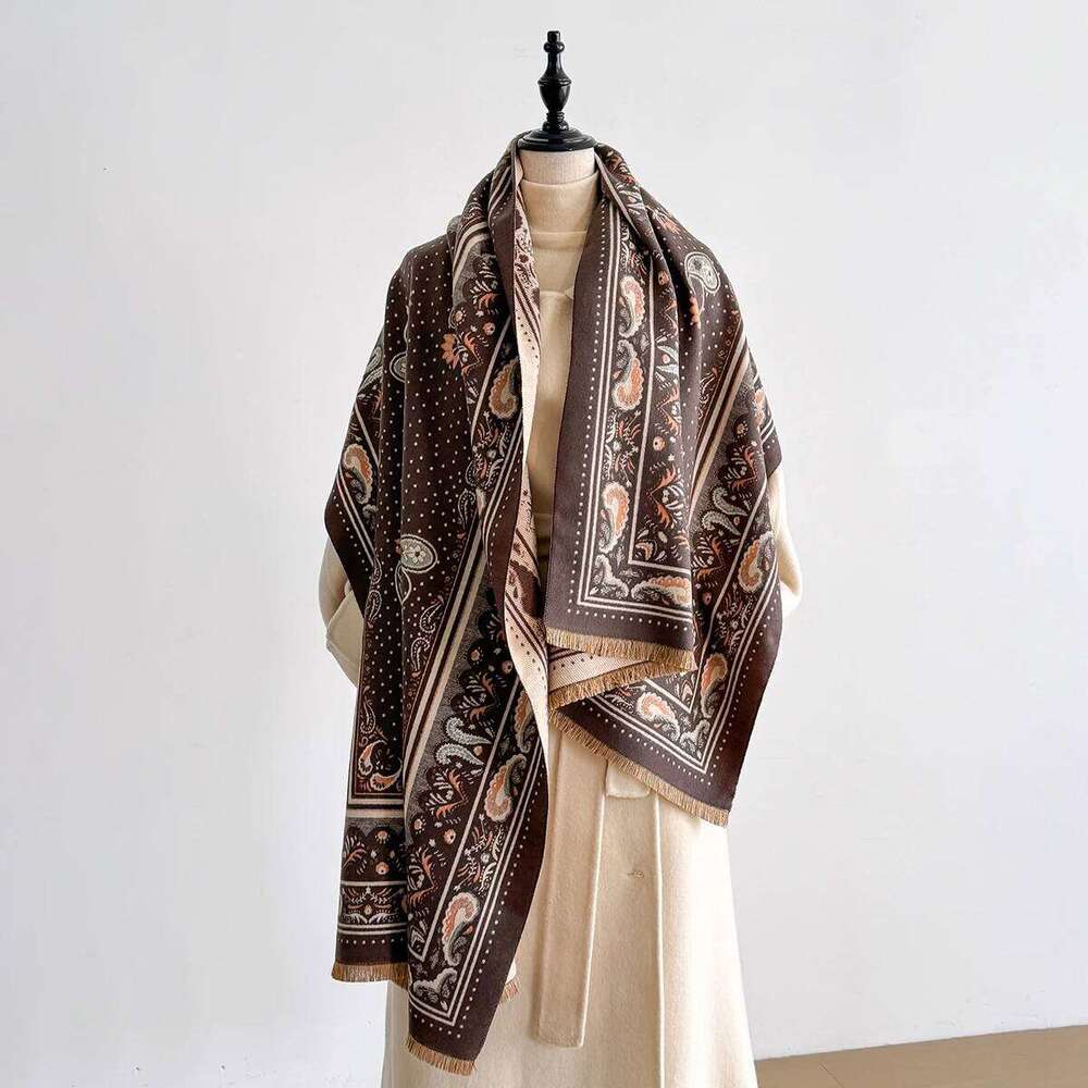 Women's Faux Cashmere Winter Scarf - Paisley Patterned Thick Warm Blanket Scarf, Fashionable & Luxurious Cashew Flower Scarves Z260226