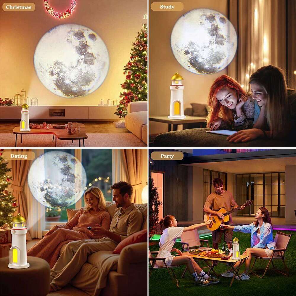Moon Lamp Portable Lighthouse Decor Rechargeable Moonlight Projector Night Light for Kids Bedroom Children Z260227