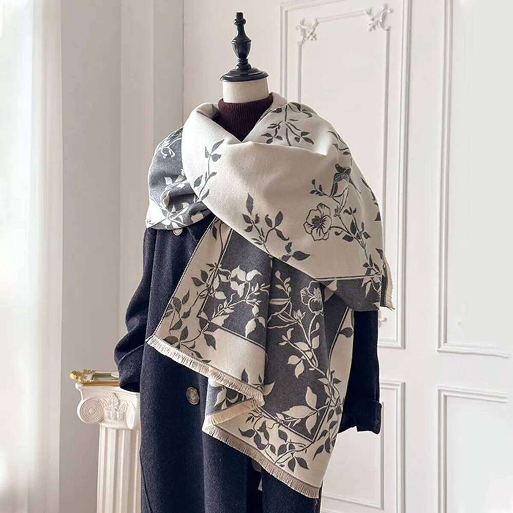 New Winter Cashmere Scarf for Women Camellia Shawl Wrap Female Pashmina Luxury Brand Poncho Thick Blanket Warm Bufanda Echarpe Z260226