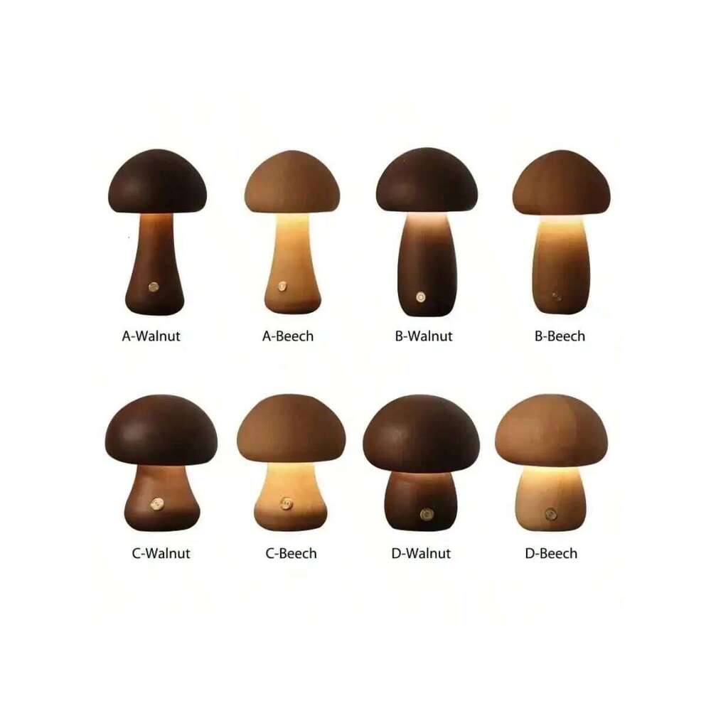 Led Light Touch Switch Wood Dimmable Mushroom Table Lamp For Bedroom Sleeping Night Lamps Z260227