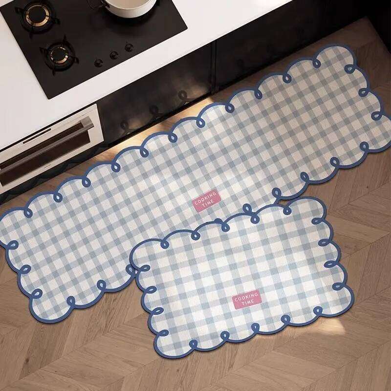 VIKAMA 1/2PC Simple Checkerboard Kitchen Special Dialgae Mud Absorbent Anti-Fouling Anti-Slip, Dirt-Resistant Carpet Home Decor H260226