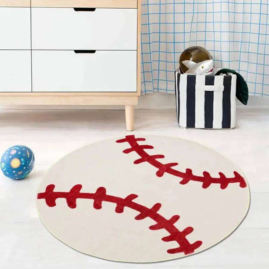 VIKAMA Children's Crawling Mat Imitation Cashmere Round Football Home Non-slip Bedroom Living Room Bathroom Carpet H260227 - view 3