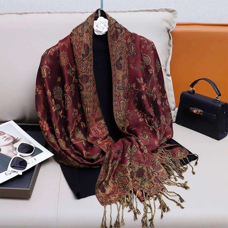 Foulard Paisley Imprime Design Hijabs Pour Cachemire Pashmina Chale Dame Enveloppement Chaud Hiver Foulards Femme Z260226