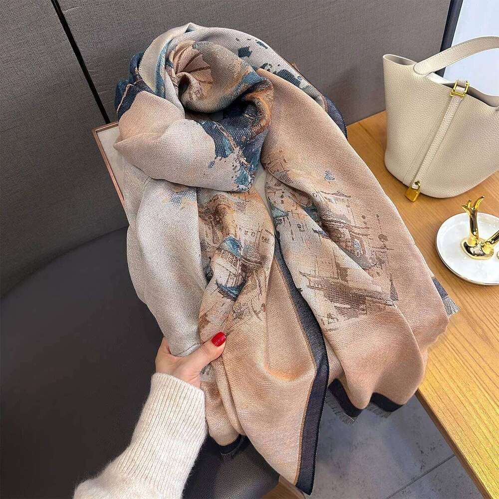 2025 Winter Warm Cashmere Scarf for Women Jacquard Print Pashmina Shawl Wrap Neckerchief Female Bufanda Echarpe Design Headband Z260226