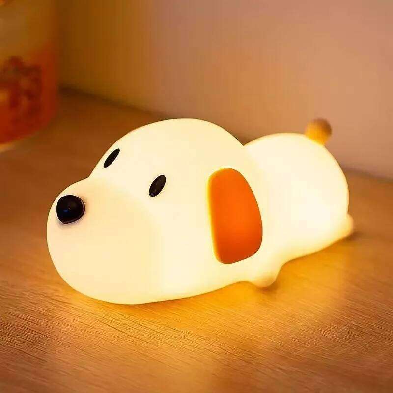 Dog Animal Lamp Sensor Children Kid Bedside Bedroom Decor Birthday Gifts Silicone LED Papa Puppy Night Light Z260227