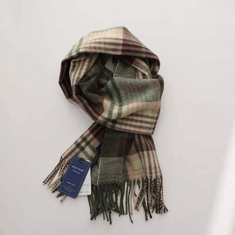 New Fashion Design Pure Wool Plaid Women Men Scarf British Classic Warm Couple Scarves High Quality Multicolored Tassel Muffler Z260226