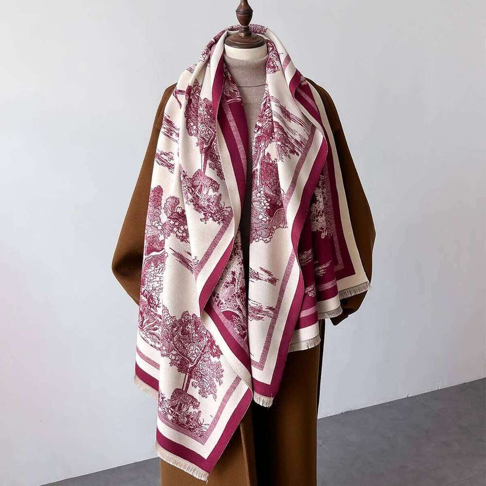 New Luxury Women Two-Sided Print Soft Warm Pashmina Fashion Shawl Winter Scarves Coldproof Windproof Blanket Scarf Echarpe Z260226