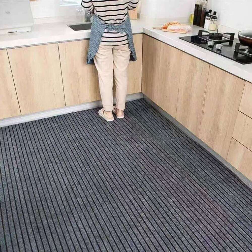 Washable Non-slip DIY Mat Doormat Long Corridor Carpet Bathroom Hallway Entrance Solid Color Stripe Kitchen Rug H260226