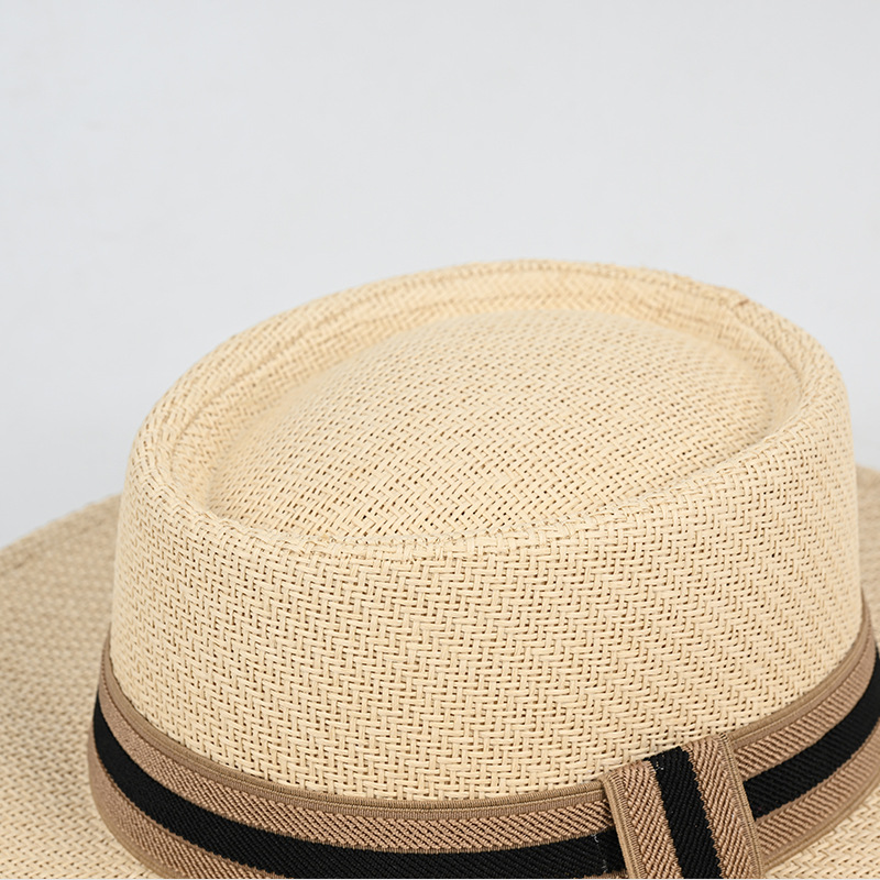 2026 New Summer Women's Outdoor Seaside Beach Hat Women's Sun Hat Sunscreen and Sunshade Fashion Flat Top Straw Hat