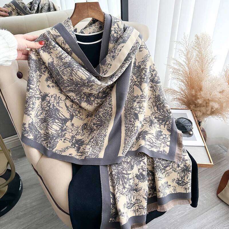 2025 NEW Brand Women Two-Sided Print Imitation Cashmere Soft Warm Pashmina Shawl Winter Coldproof Windproof Blanket Scarf Z260226