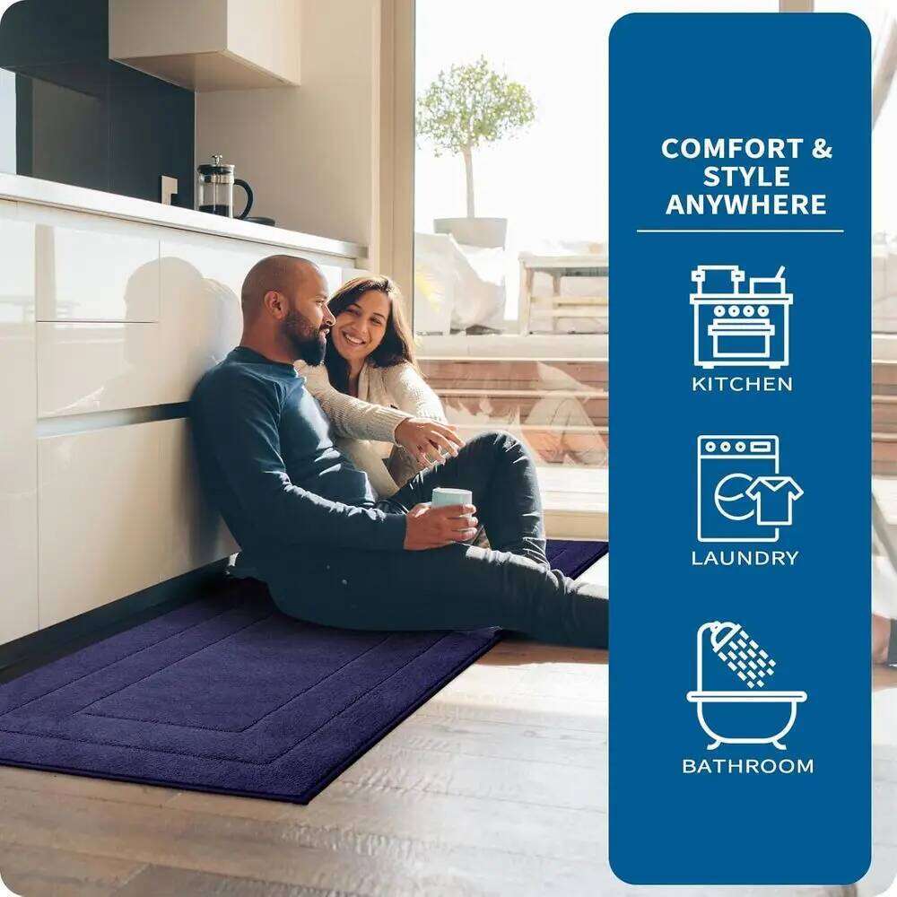 x59 Inch Washable Non-Slip Kitchen Runner, Absorbent Soft Rug for Hallway, Laundry, Navy Blue H260226
