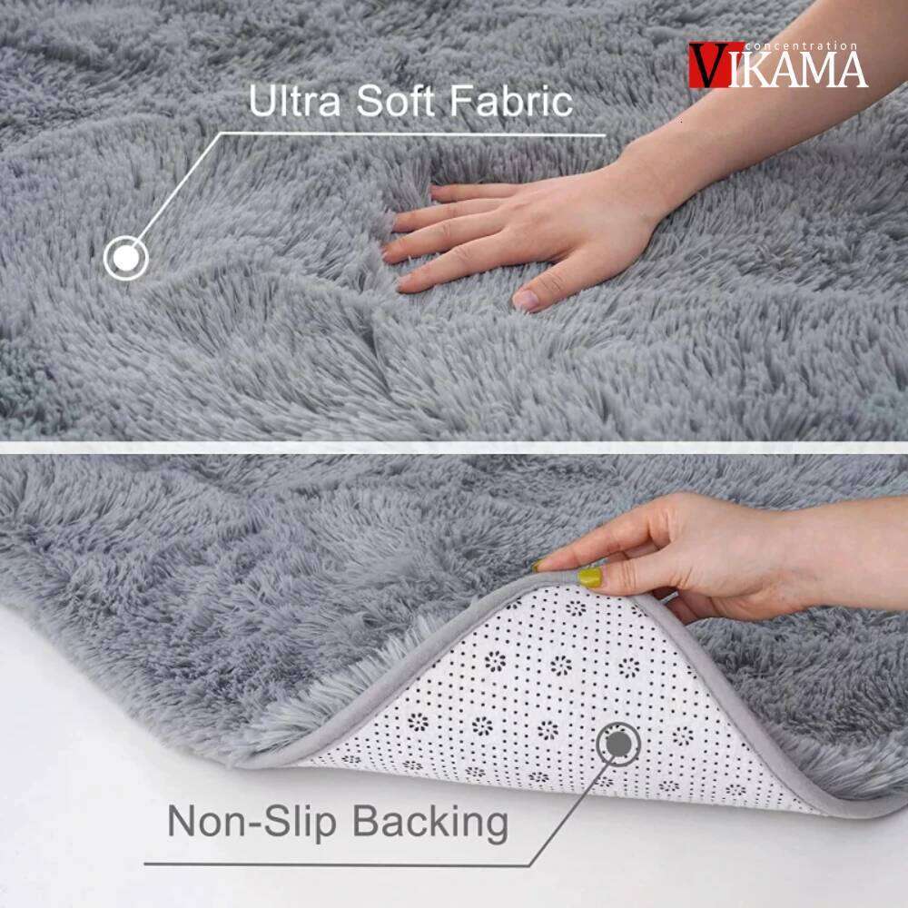 VIKAM for Living Room Decor Rugs Fluffy Thick Plush Carpet For Bedroom Large Area Rug Crawling Mat Gray Black pink H260227 - view 7
