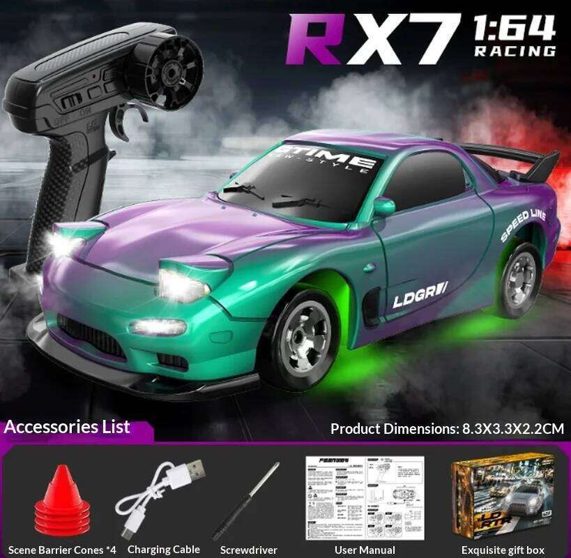Hot Item 1:64 Scale Mini Remote Control RC High-Speed Drift 4WD Racing Car with Lights Toy for Boys Birthday Gift H260227