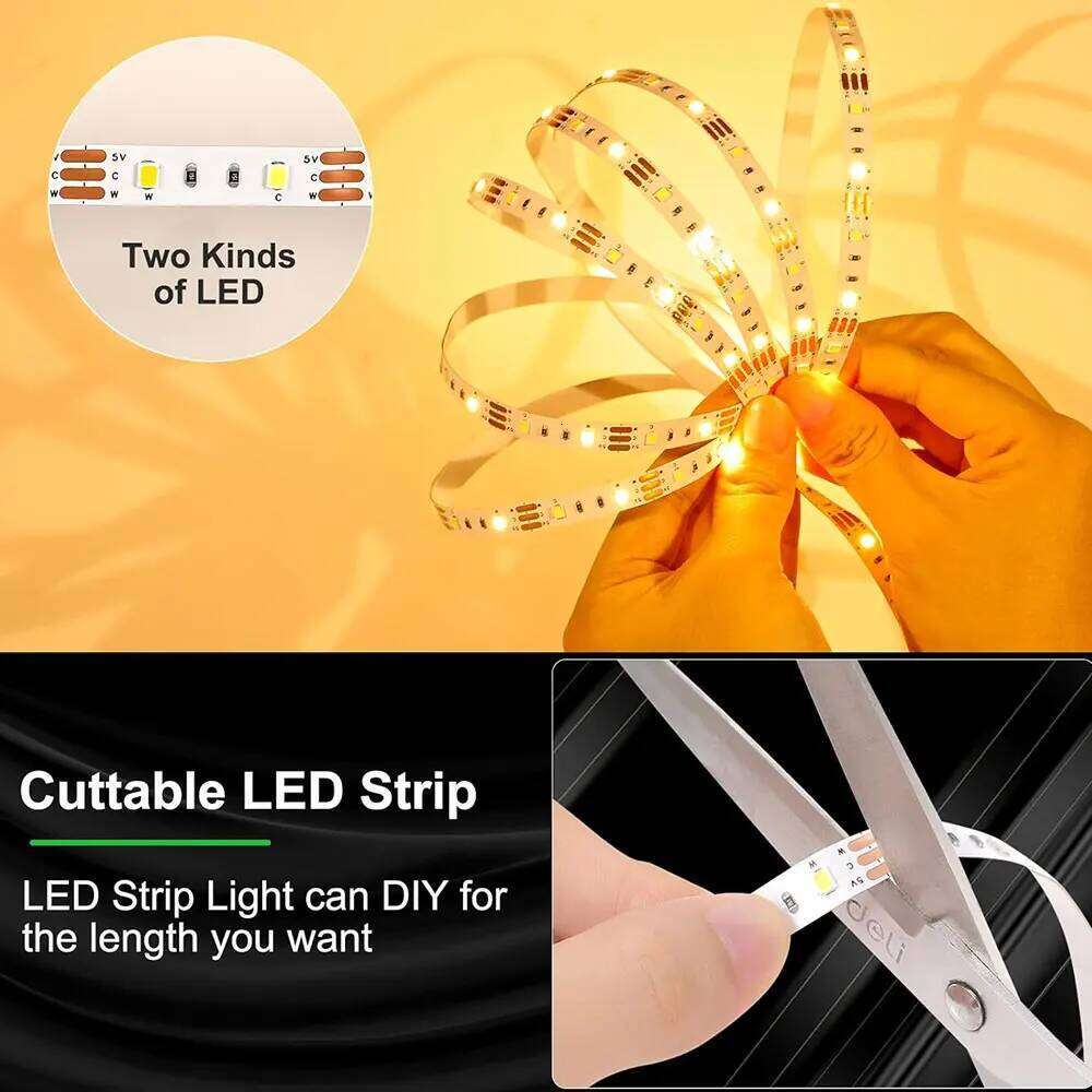 Warm White 5V USB Charing Led Strip Lights Smart TV Backlight For Gaming Decoration Home Bedroom Room Lighting Lamp Z260226